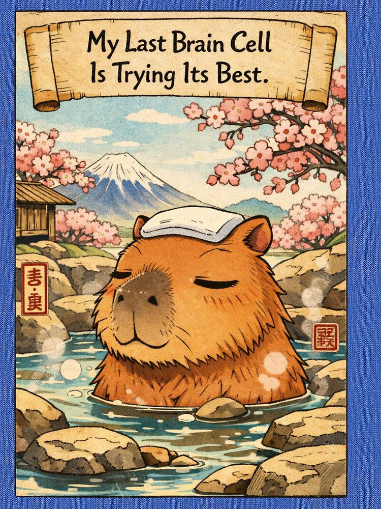 My Last Brain Cell Capybara Onsen Vintage by Print Loft