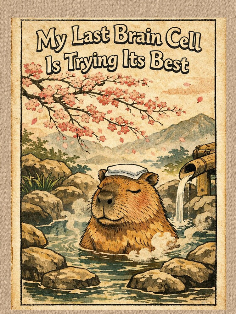 My Last Brain Cell Capybara Japanese Ukiyo-e by Print Loft