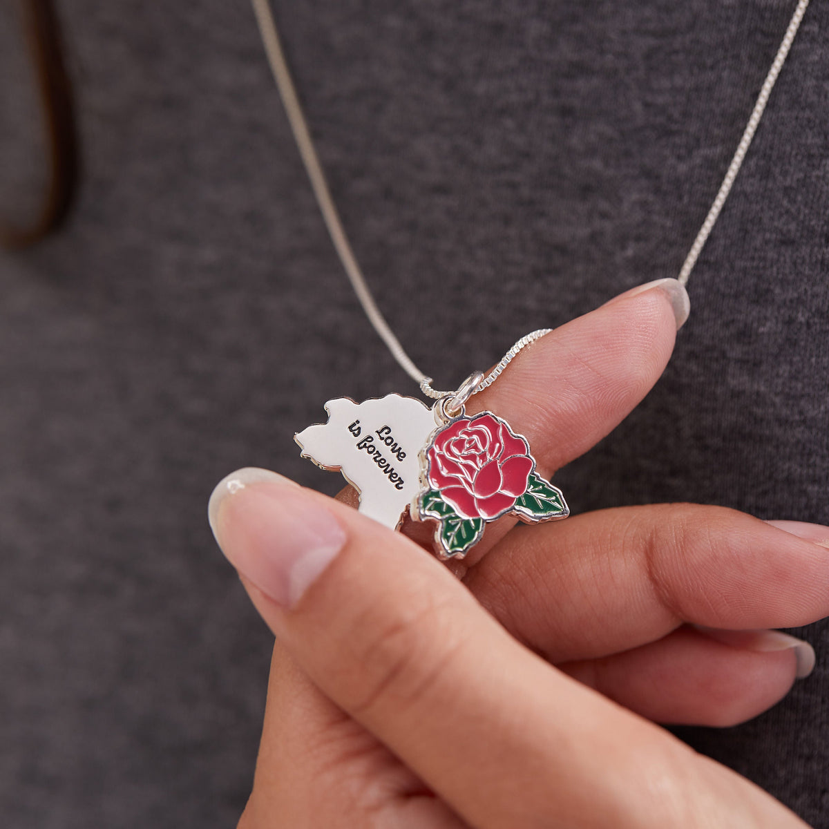 Red Rose 'Love Is Forever' Necklace T-Shirts