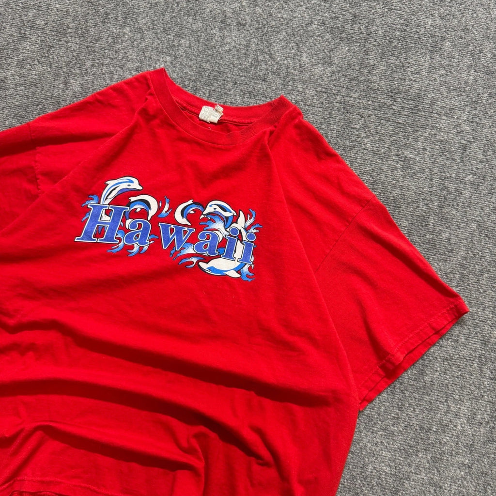 Hawaii T-Shirt Men's 2XL AAA Dolphins 100% Cotton Waves Red Y2K Island