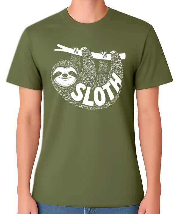 Cute Sloth Graphic T-Shirt Funny Lazy Animal Unisex Tee