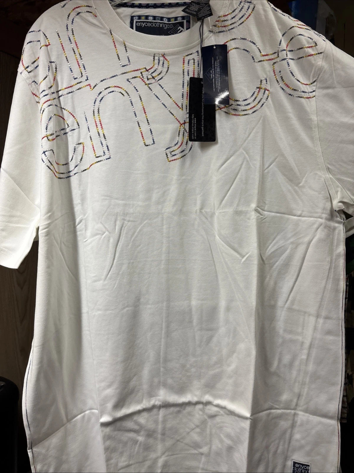 90s VTG ENYCE Hip Hop Logo T-Shirt Y2K Men's White TShirt Size 3XL
