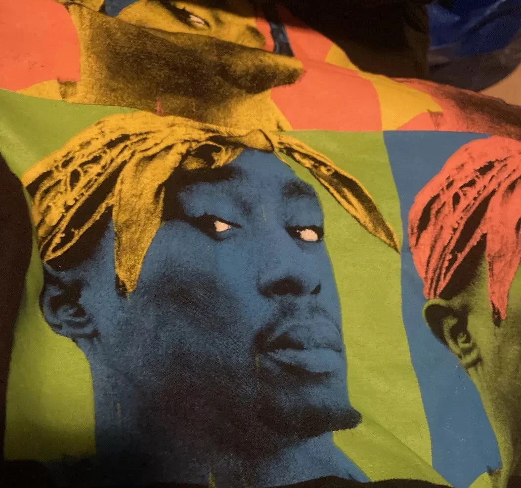 Tupac Official Pop Art Mens Black Short Sleeve T-Shirt Size Medium Retro Vintage