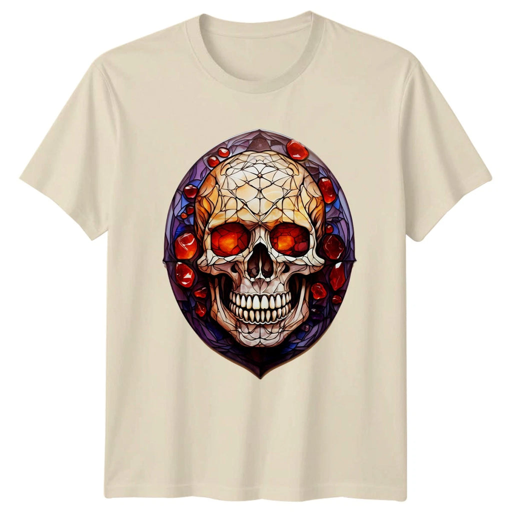 Stained Glass Skull T-Shirt Gothic Halloween Gift For Him And Her