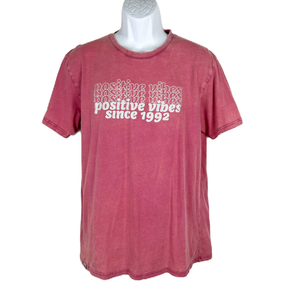 Dutch Bros Coffee Shirt Men Large Pink Positive Vibes Since 1992 Spellout Tee