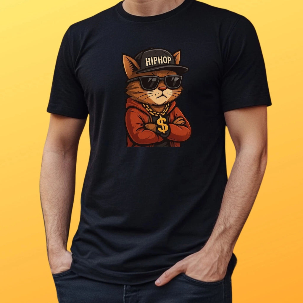 Mens Hip Hop Cat Print Cotton T-Shirt Size XS to 5XL