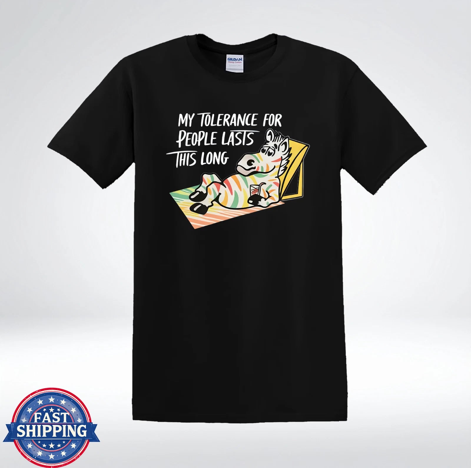 My Tolerance For People Lasts This Long Funny Zebra T-Shirt