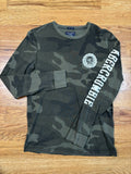 ABERCROMBIE FITCH Mens Sz Small Long Sleeve T Shirt Patch Logo Vintage Camo Y2K