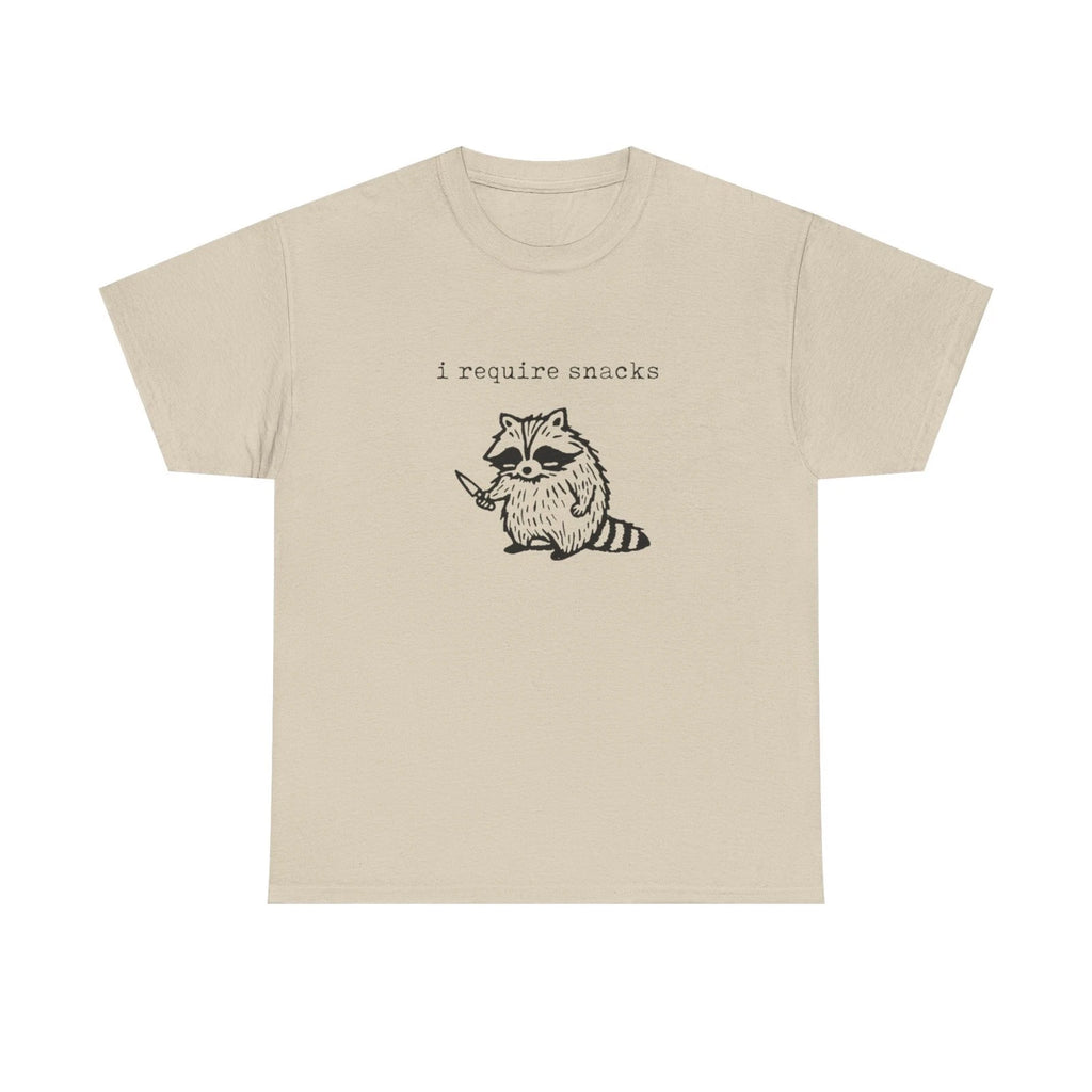 I require Snacks Funny Graphic T Shirt Unisex Heavy Cotton Tee