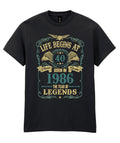 Life Begins at 40 T-Shirt Mens Funny Born In 1986 40th Birthday Gift for Him Dad