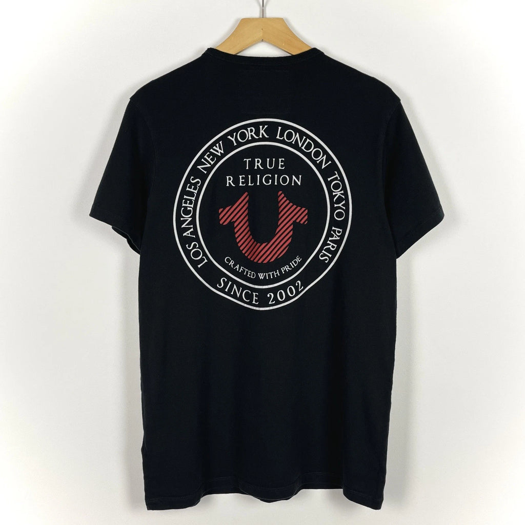 True Religion TRCWP PUFF Y2K Short Sleeve T Shirt Black Size Large Streetwear OG