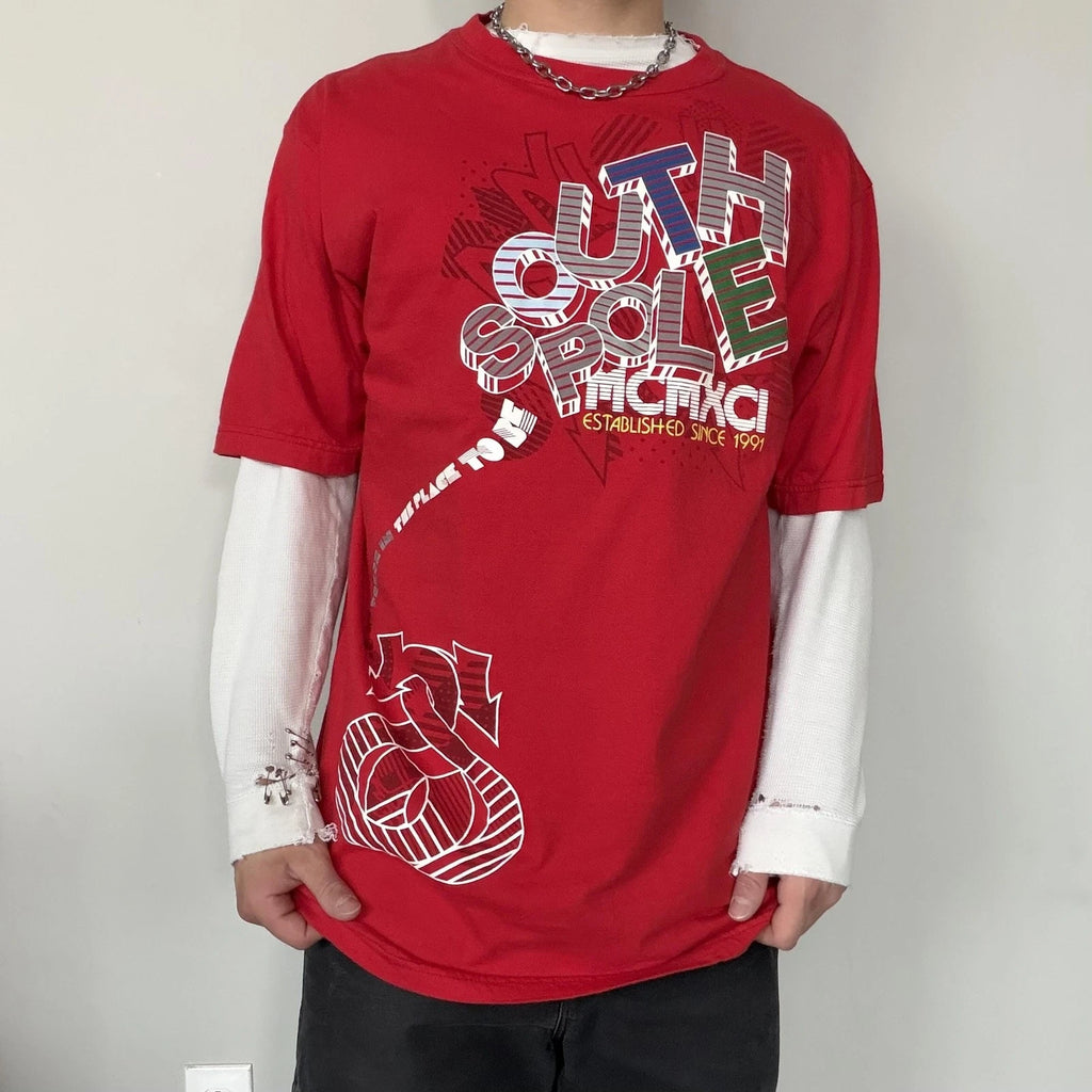 2000s Y2K Southpole Shirt Mens XL Red Graffiti Logo Graphic Tee Streetwear