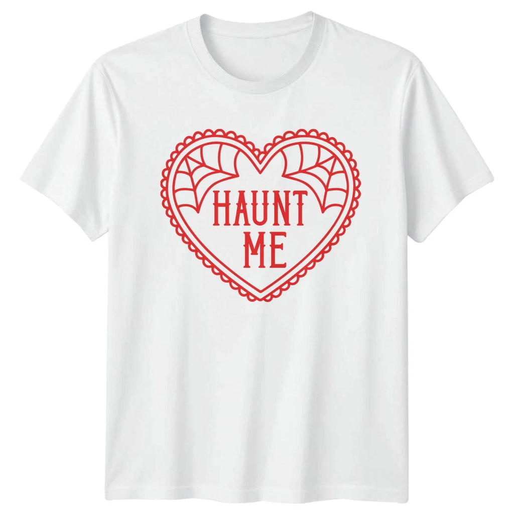 Haunt Me Heart Spiderweb Gothic Halloween Mens T-Shirt Womens Graphic Tee