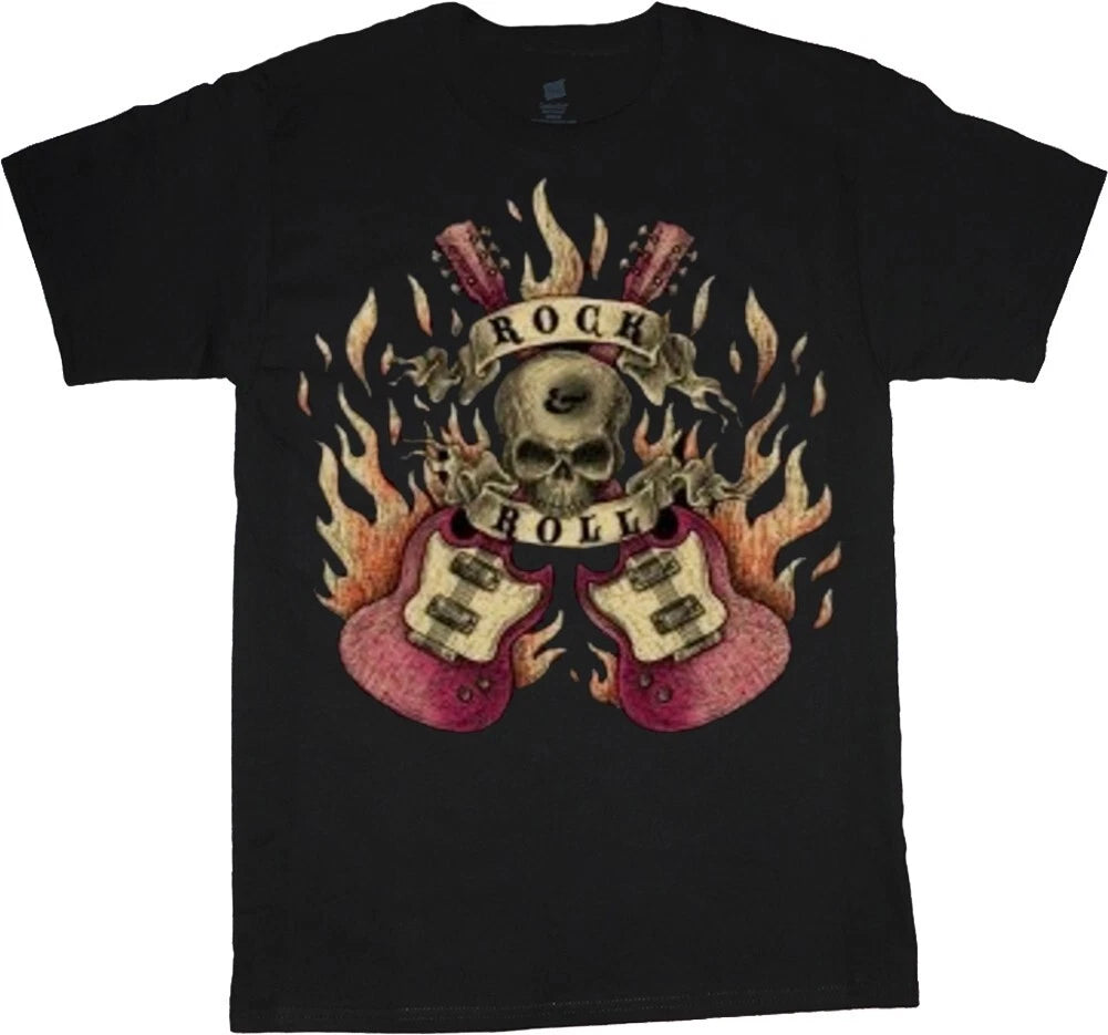 Rock n Roll Guitar T-shirt Mens Graphic Tee Clothing Apparel Guitar Gifts Mens