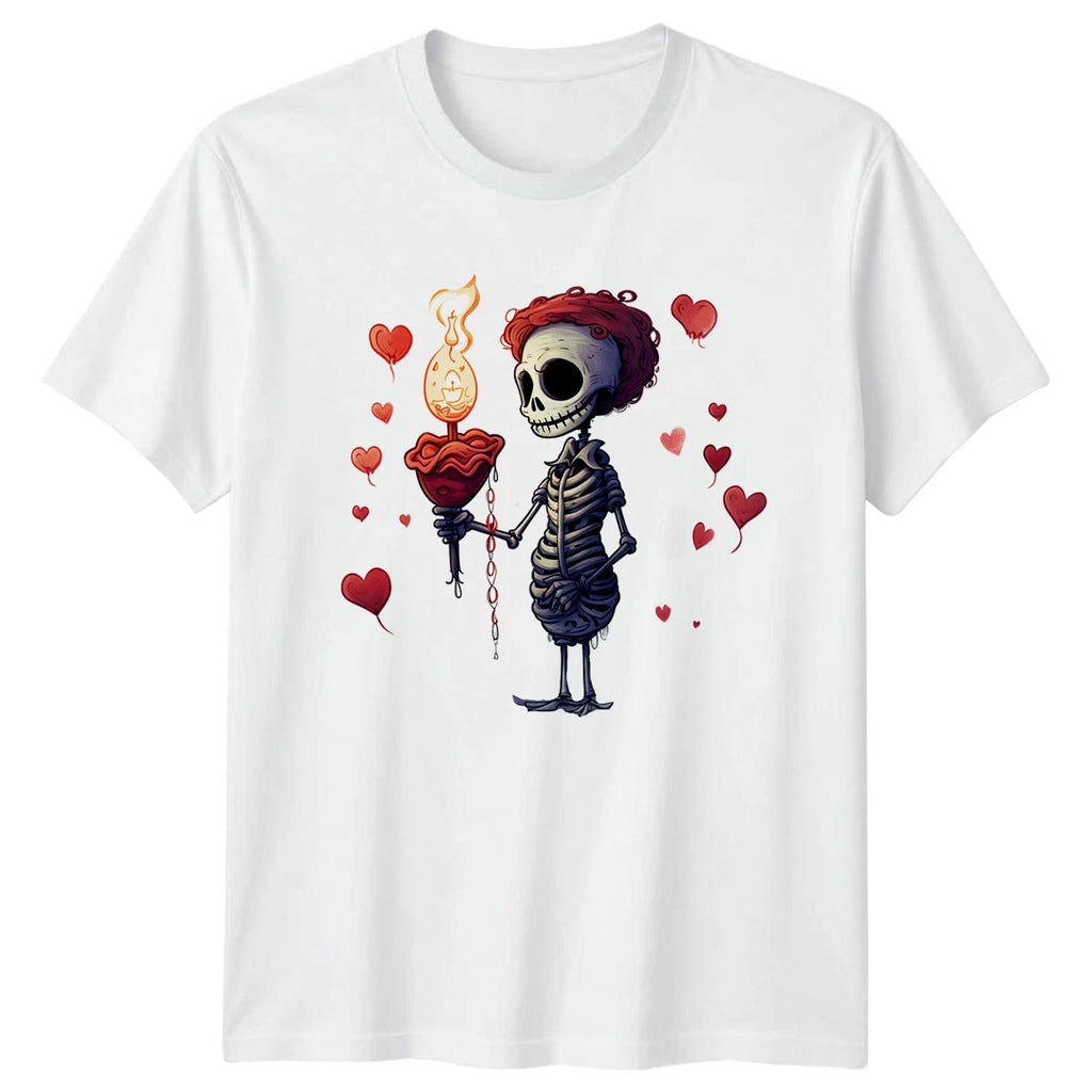 My Love Burns For You Even T-Shirt Valentine Skeleton Goth Gift For Him And Her