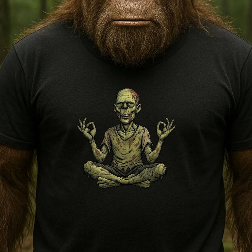 Mens Meditating Zombie Theme Cotton T-Shirt Size XS to 5XL