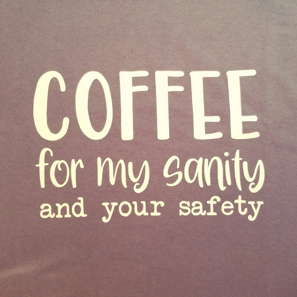 Large T-shirt, Unisex, Grey 100% Cotton- Coffee & Sanity