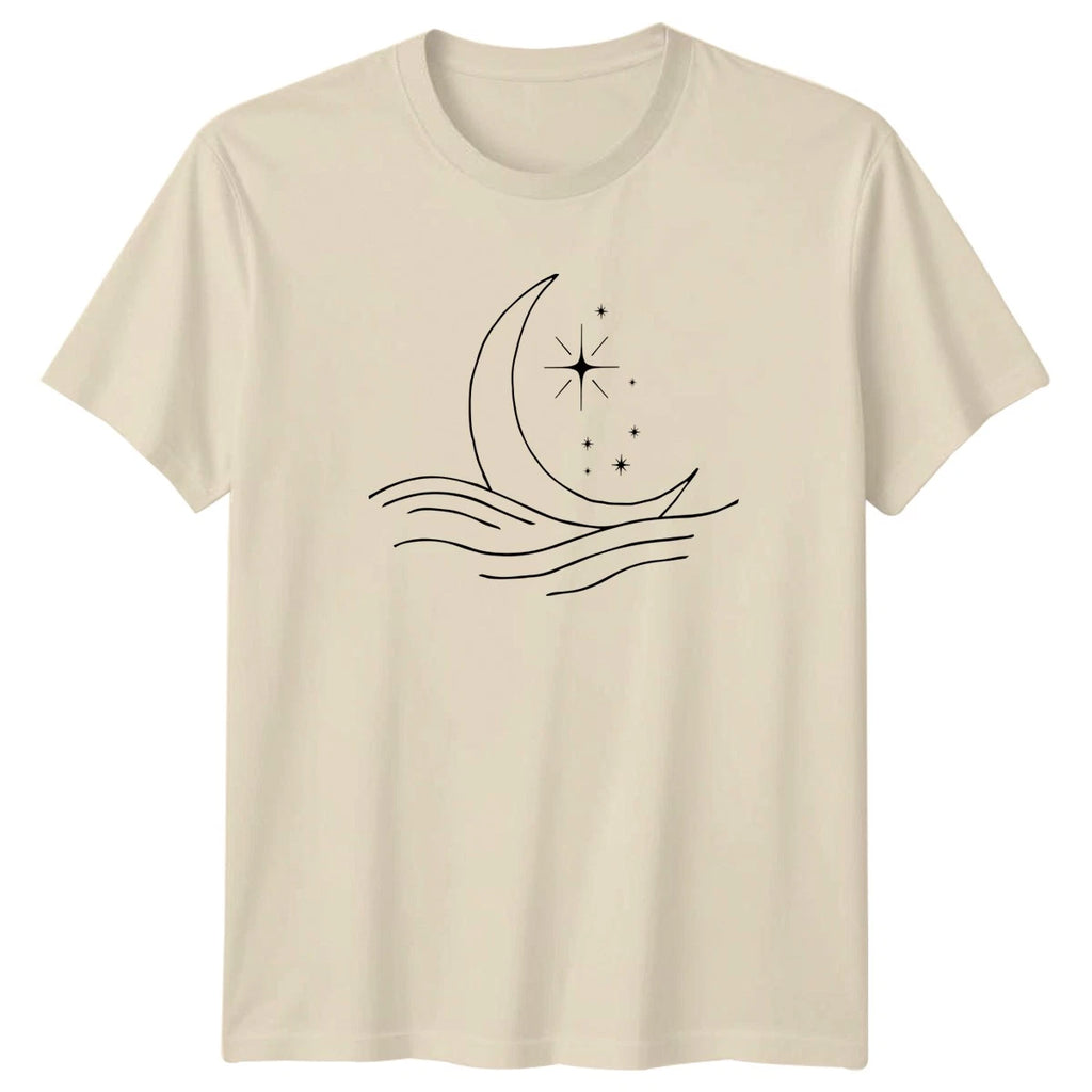 Crescent Moon And Stars Over T-Shirt Boho Celestial Nature