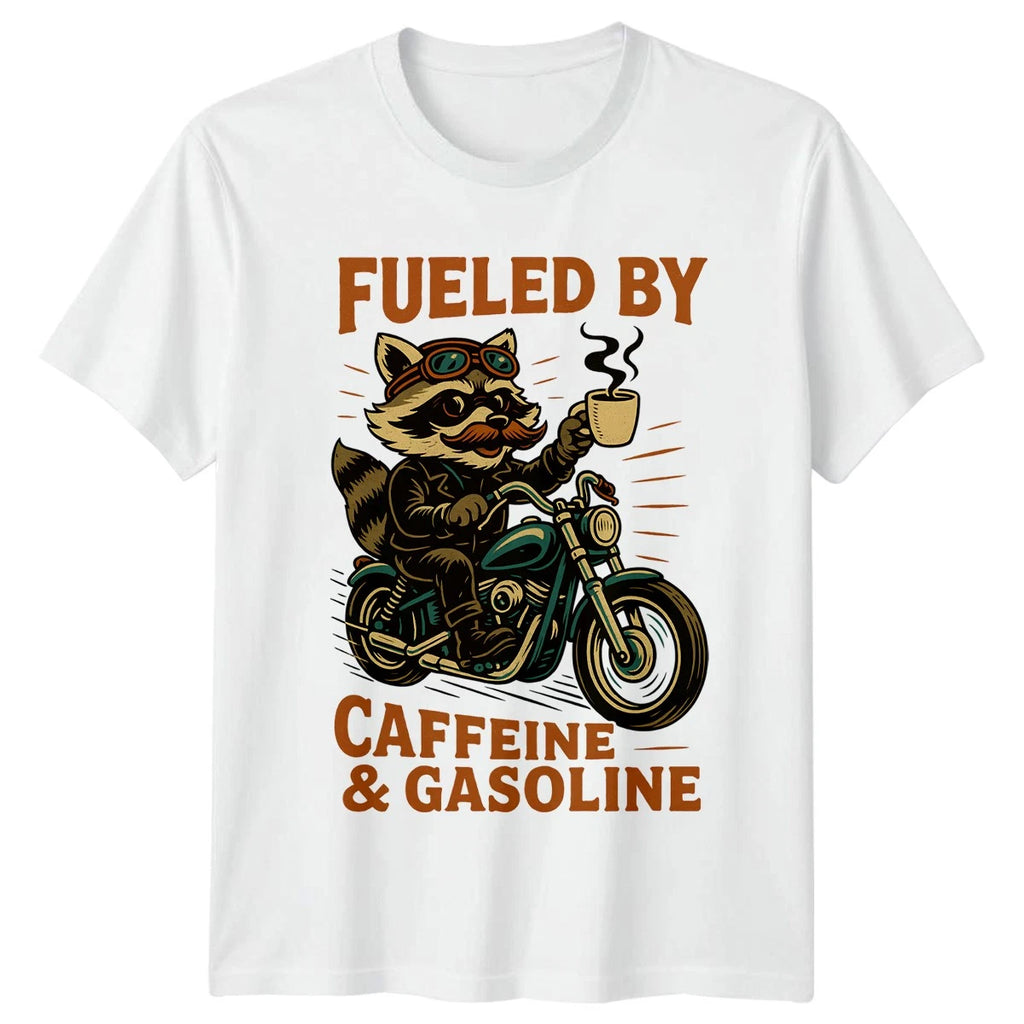 Fueled By Caffeine & Gasoline Mens T-Shirt Biker Coffee Birthday Gift For Him