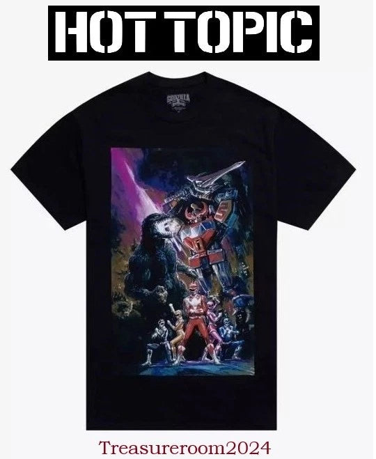 HOT TOPIC Godzilla Vs. Mighty Morphin Power Rangers MEN'S 3XL T-Shirt NEW!