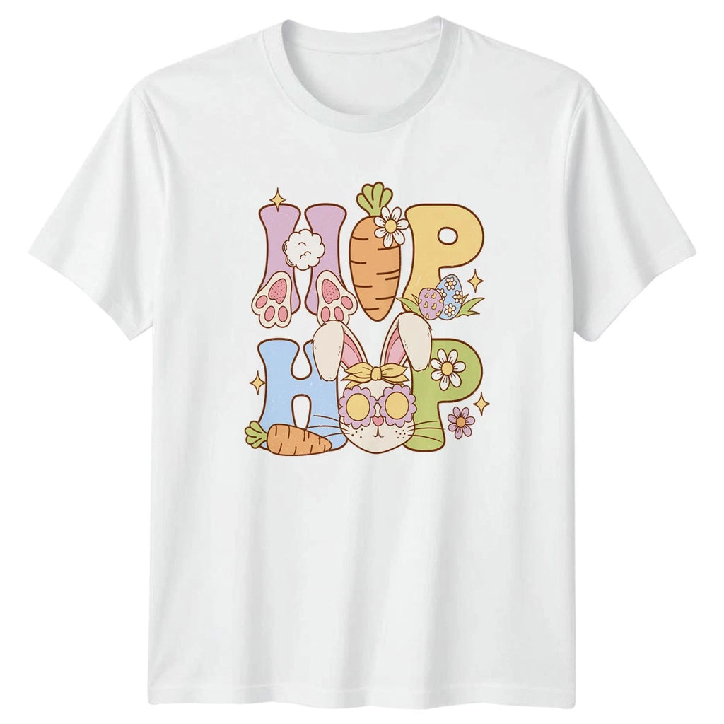 Hop Hop Womens T-Shirt Groovy Bunny Easter Holiday Easter Gift For Her