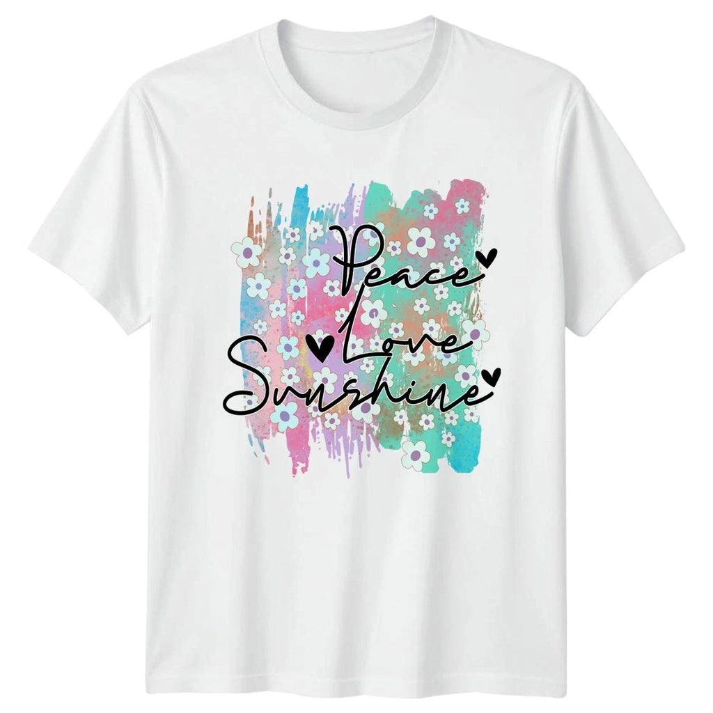 Peace Love Sunshine Womens T-Shirt Boho Hippie Lifestyle Gift For Her