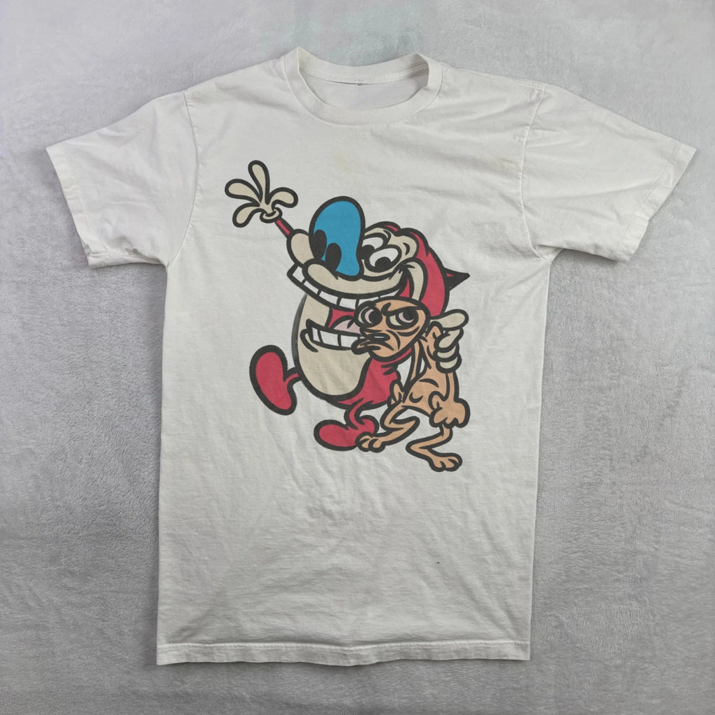 Ren And Stimpy T-Shirt, Vintage Inspired, White Graphic Tee, Hand Drawn