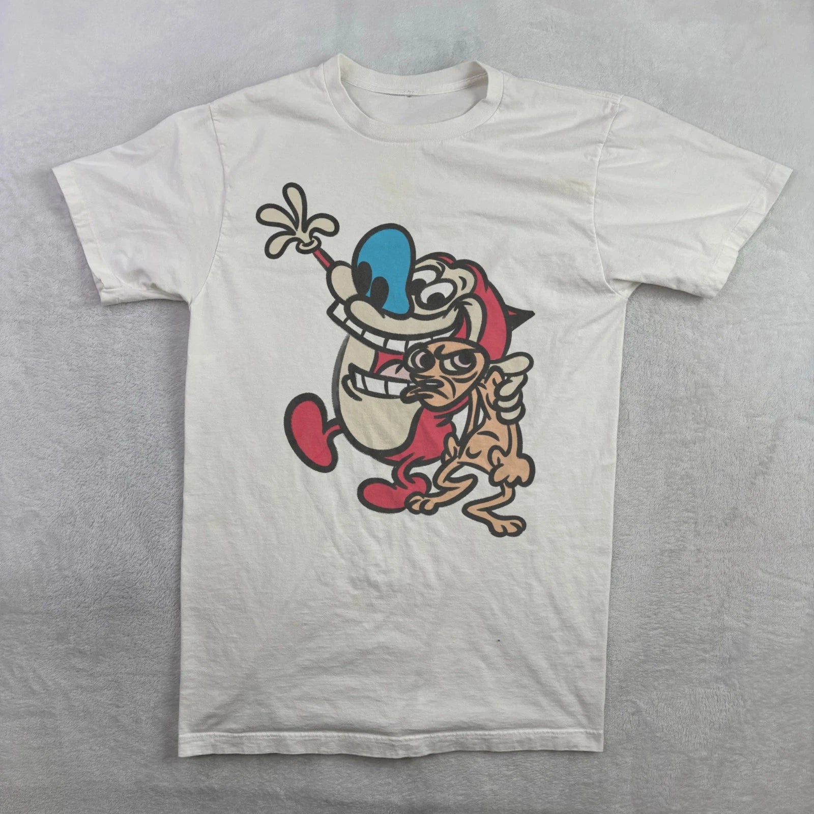 Ren And Stimpy T-Shirt, Vintage Inspired, White Graphic Tee, Hand Drawn