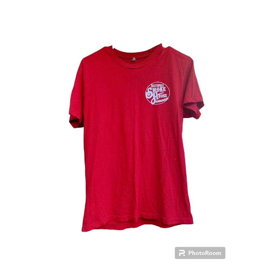 Southport Smoke House Novelty Graphic Tee Funny Pig BBQ T-Shirt Red