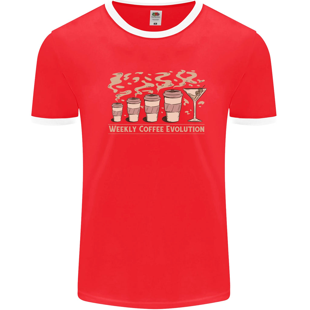 Weekly Coffee To Alcohol Evolution Wine Mens Ringer T-Shirt