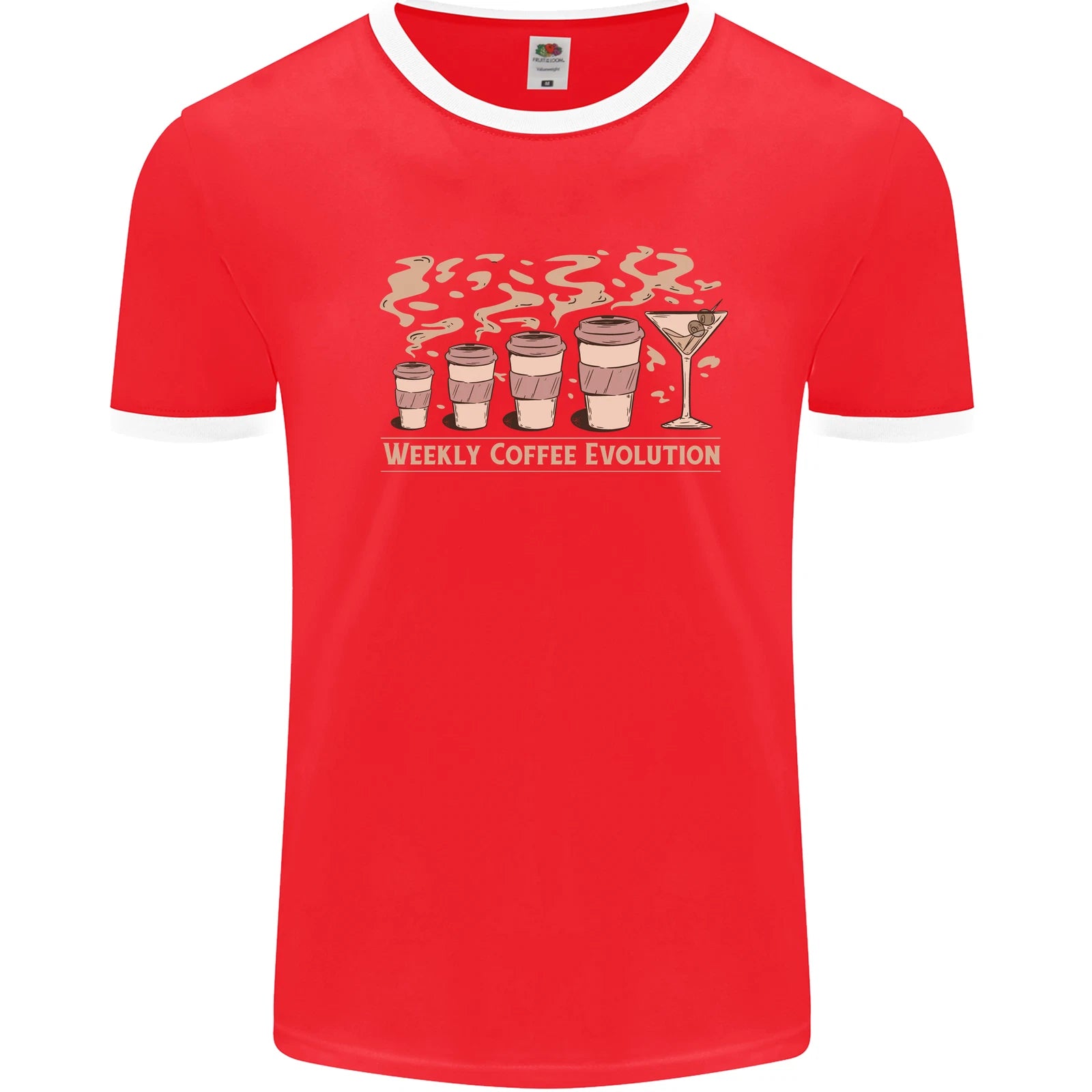 Weekly Coffee To Alcohol Evolution Wine Mens Ringer T-Shirt