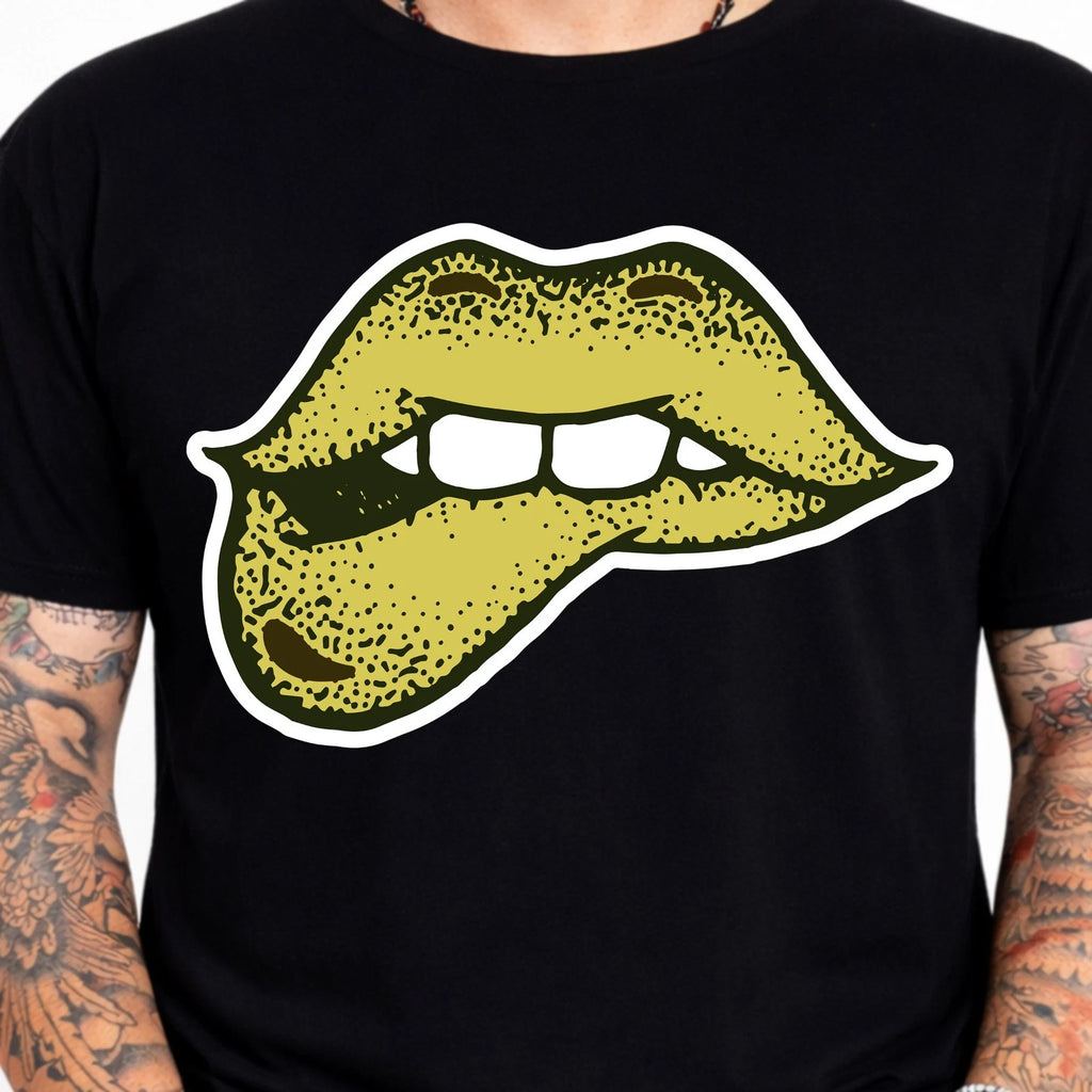 Lip Bite Graphic Tee Sexy Lips Aesthetic Streetwear Trendy Pop Art Shirt.