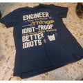 Novelty Graphic Tee Short Sleeve Large "Engineer" Navy Yellow White