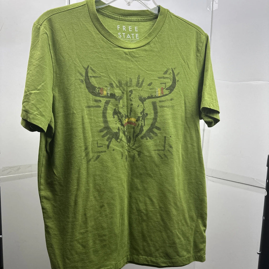 Free State Green Graphic Tee Shirt Bull Skull Southwestern Art Men’s Size Medium