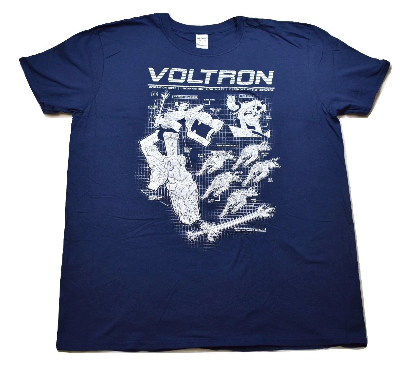 Voltron Mens Schematics Generation Three Lion Force Shirt New XL-5XL