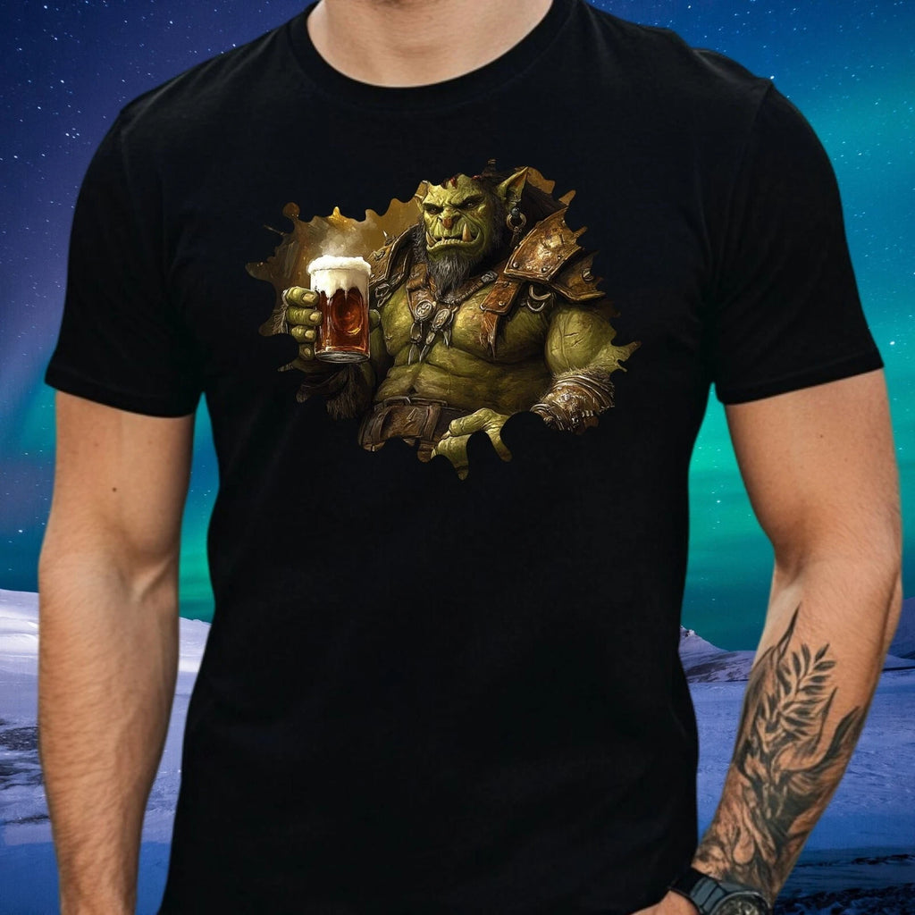 Mens Orc Warrior Beer Print Cotton T-Shirt Size XS to 5XL
