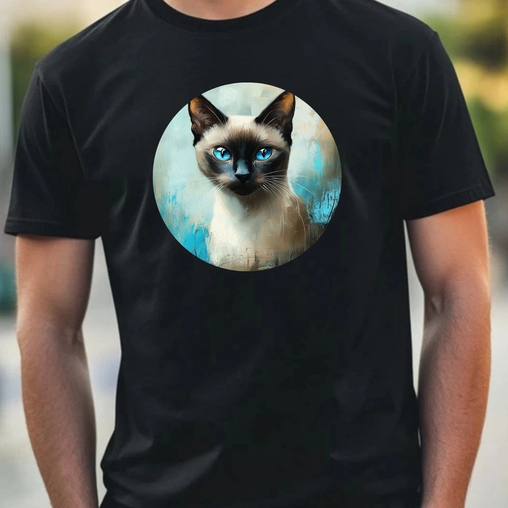 Mens Siamese Cat Portrait Motif Cotton T-Shirt Size XS to 5XL
