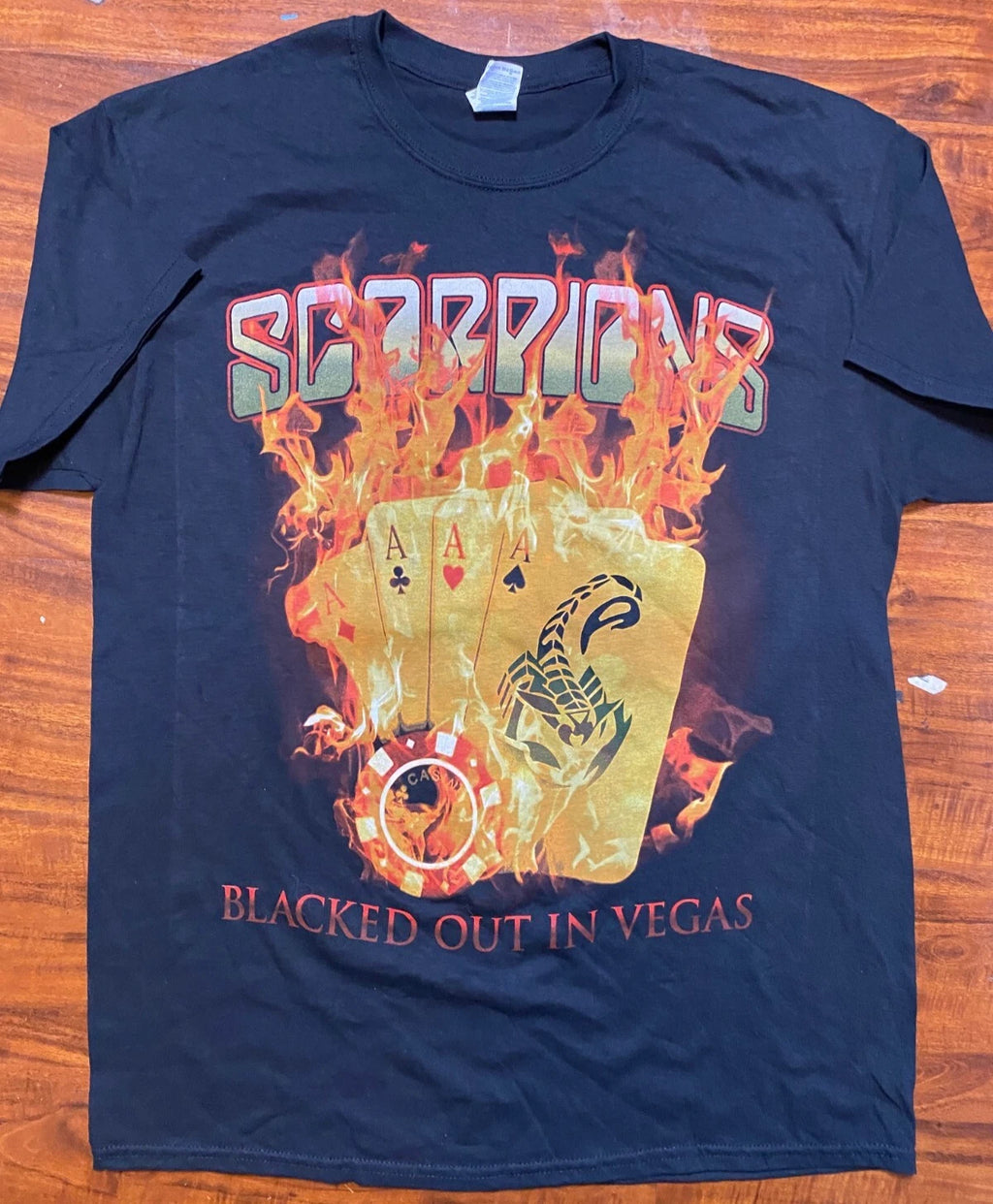 SCORPIONS "Blacked Out in Vegas" 80's Rock  Black T-Shirt  SZ L-NWOT