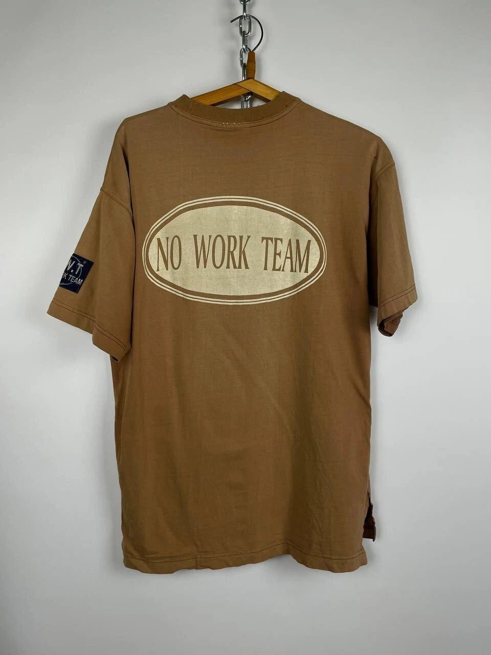 NO WORK TEAM NWT vintage distressed faded t-shirt brown y2k rare Large