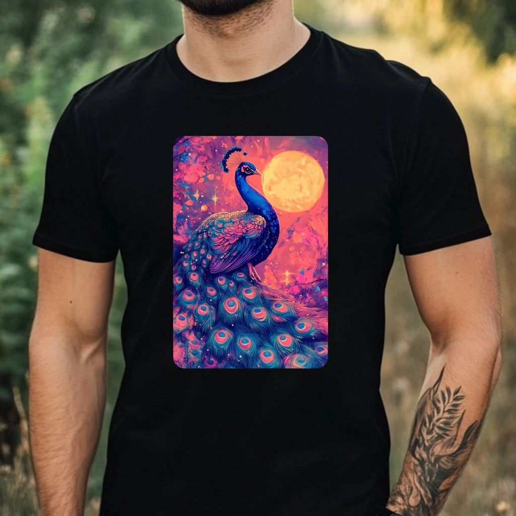 Mens Peacock Vaporwave Motif Cotton T-Shirt Size XS to 5XL