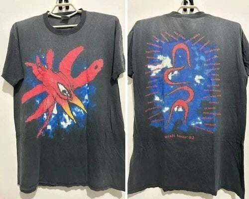 The Cure Wish Tour 92 short sleeve black classic 2 side shirt