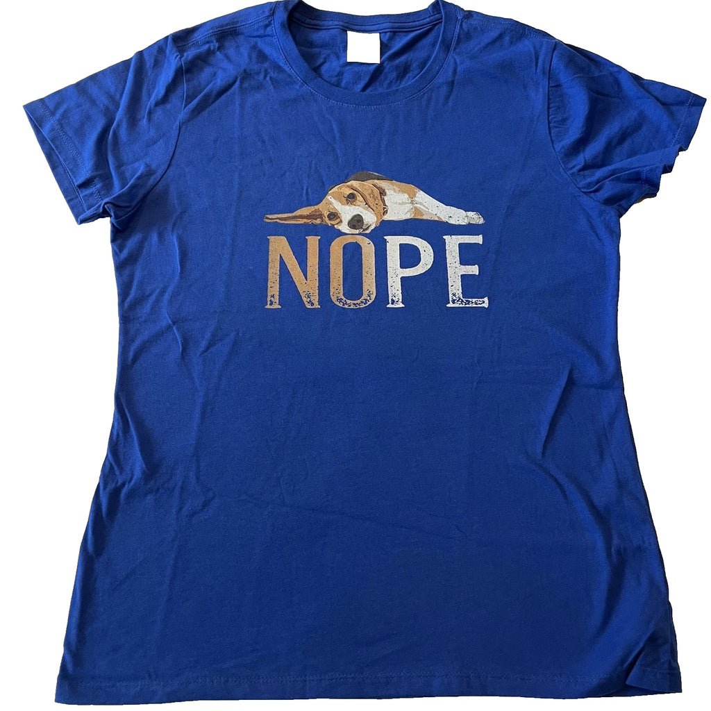 S Nope Lazy Beagle Funny Dog Lover Vintage Cute Beagle Mom T-Shirt Blue SMALL