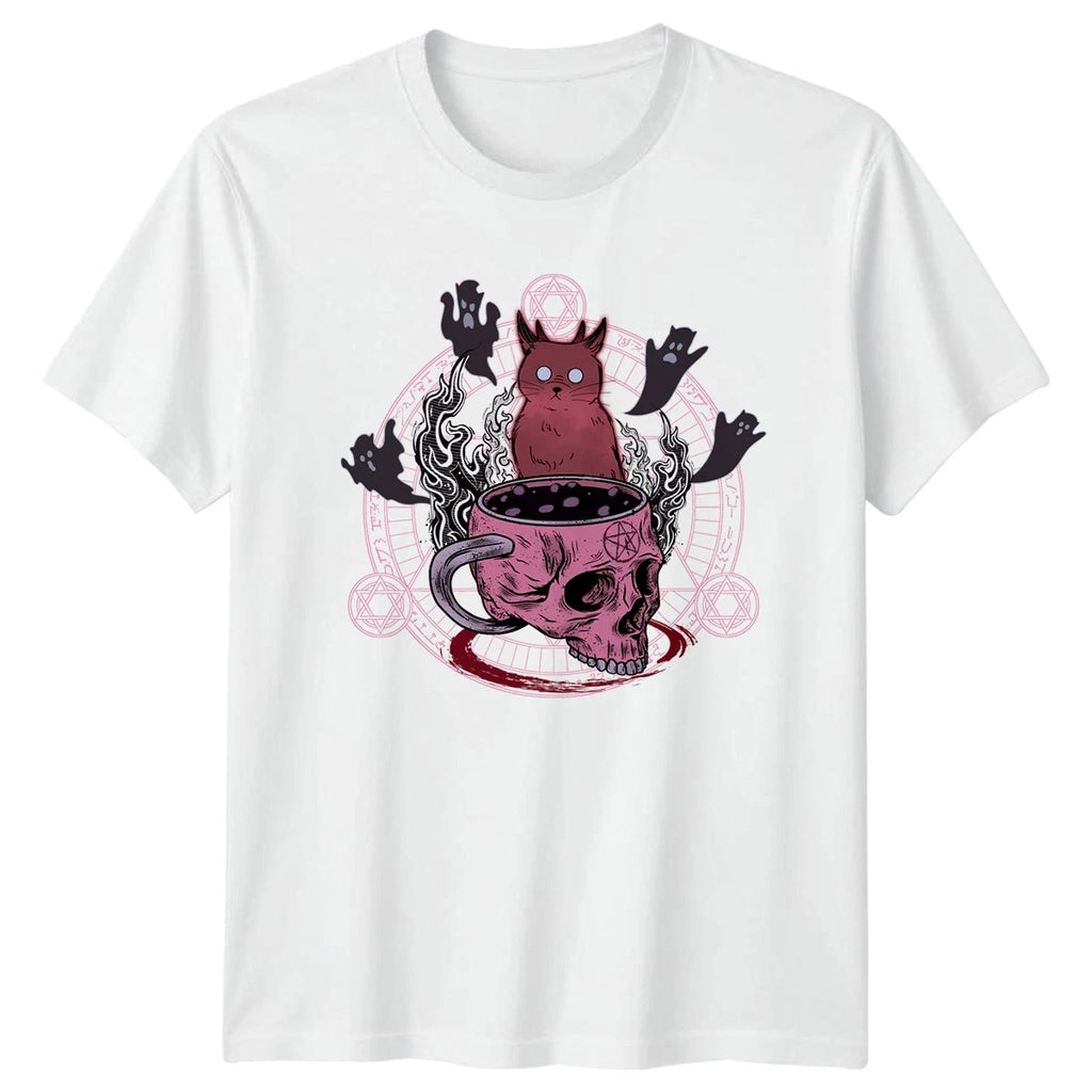 Kwaii Pastel Goth Horned Cat Skull T-Shirt Pastel Goth Goth Birthday Gift