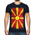 Mazedonien Grunge Flagge Herren T-Shirt Makedonija Fußball Mazedonische Hemd