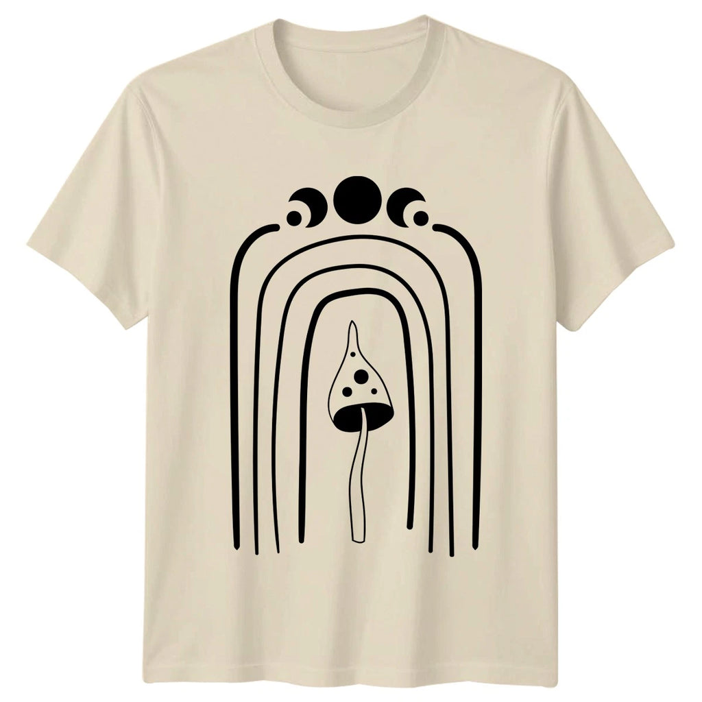 Boho Mushroom Moon Phase T-Shirt Fungi Gift For Him And Her