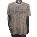 Southpole Y2K Spellout Brown Acid Wash T-shirt Mens XXL Black Rhinestones V-neck