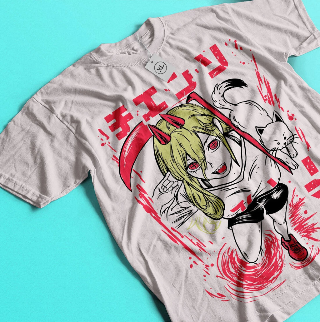Chainsaw Man POWER T-Shirt Devil Anime Manga Denji Power Gift Shirt All Size