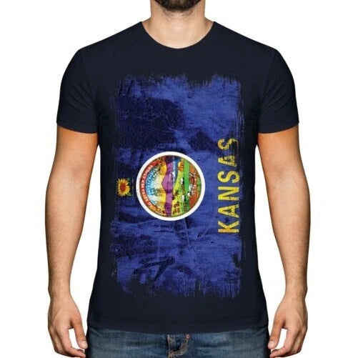 Kansas State Men's Grunge Flag T-Shirt Kansan Shirt Jersey Gift