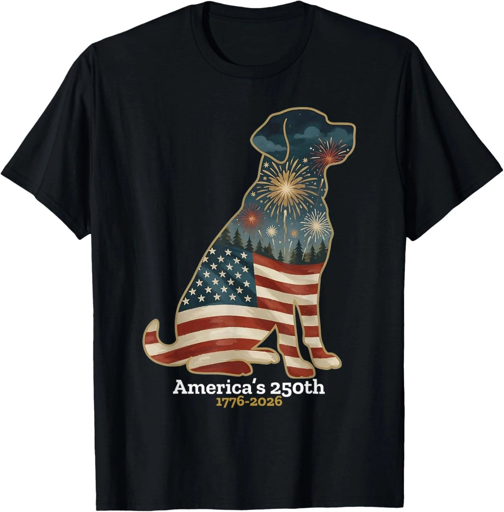 Labrador Retriever America's 250th Patriotic Dog Fireworks Gift Unisex T-Shirt