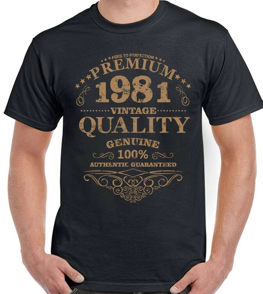 45th Birthday T-Shirt 1981 Aged To Perfection Mens Funny 45 Year old Present TEE